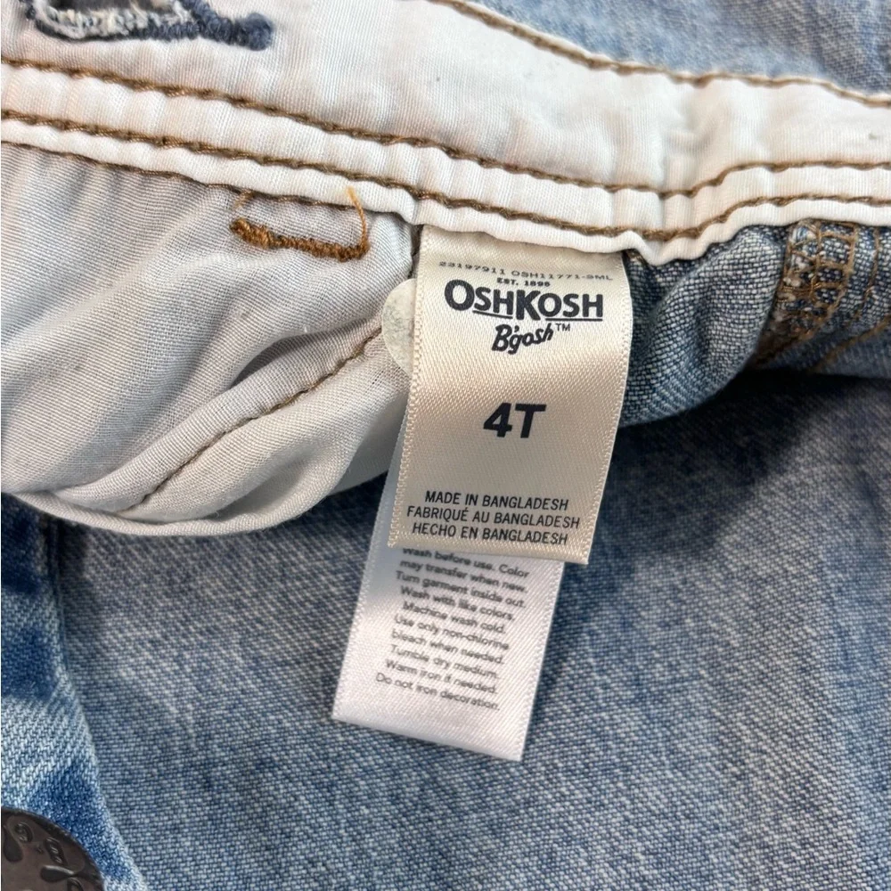 OSHKOSH B'gosh 4T Toddler Girls Overall‎ Faded Blue Jeans Vestbak